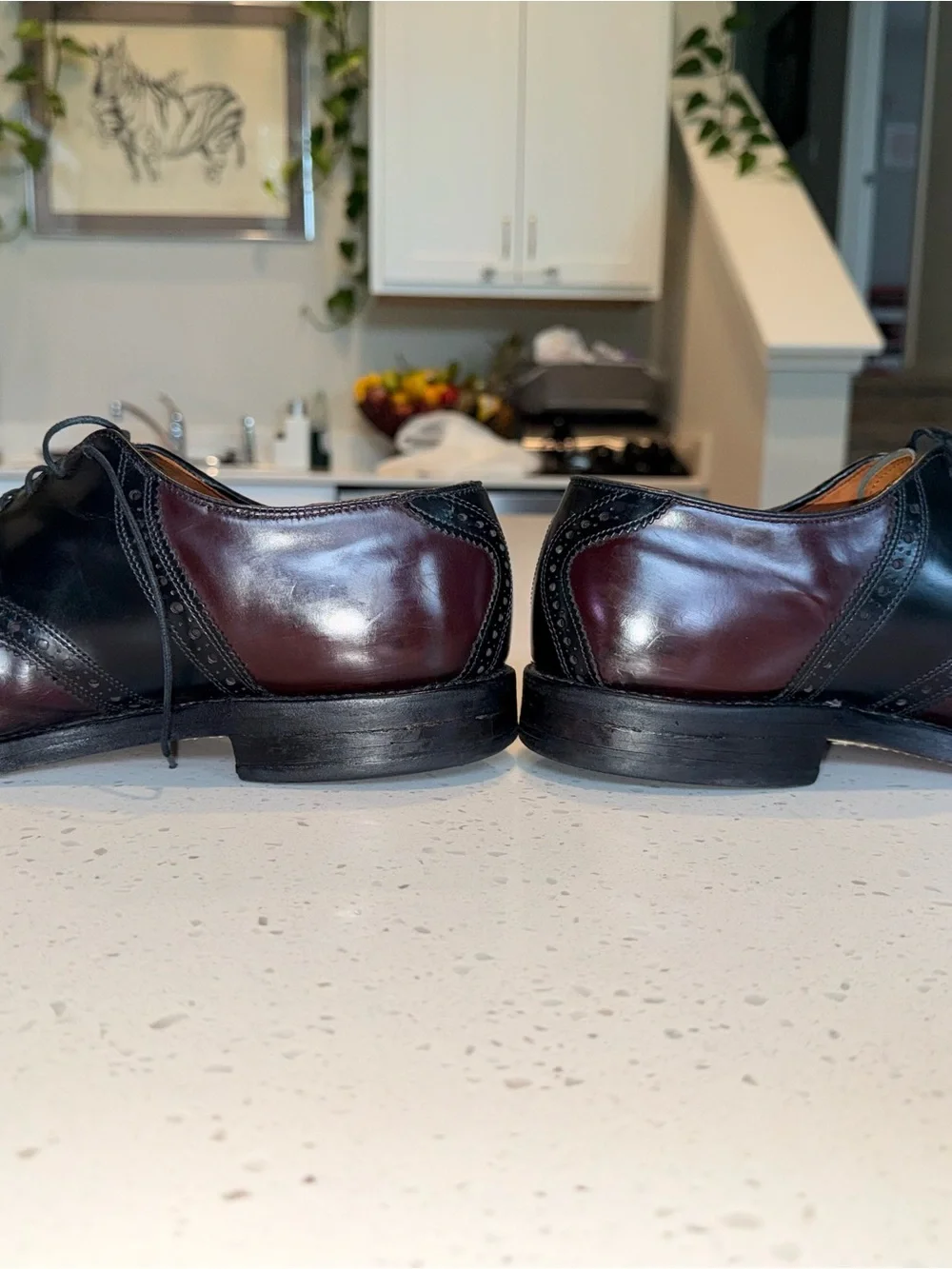 Allen Edmonds Two-Tone Burgundy and Black Leather Oxfords